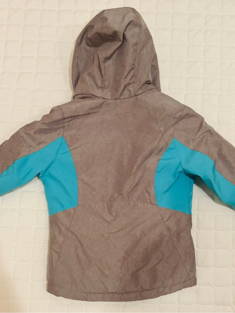 Gerry Weber Kids Gray and Teal Hooded Puffer with Faux Fur Trim
